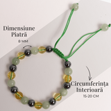 Bratara Ajustabila cu Citrin, Aventurin Verde si Hematit - Echilibru si Prosperitate