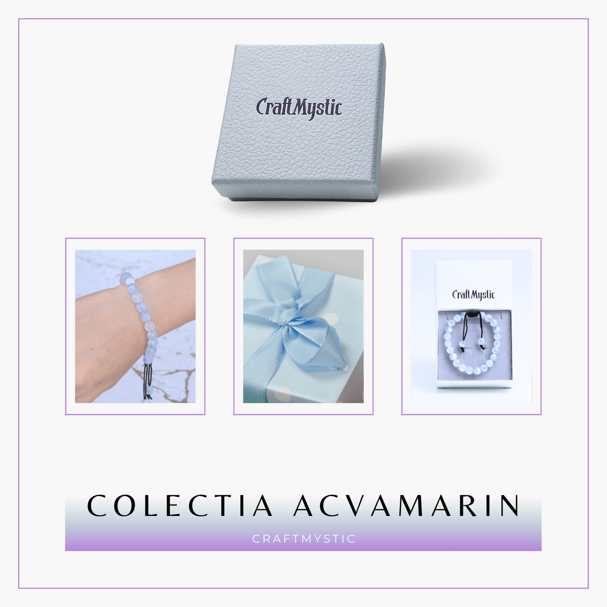 Bratara ajustabila cu Acvamarin natural pe sfoara, pentru calm si echilibru