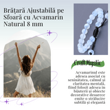 Bratara ajustabila cu Acvamarin natural pe sfoara, pentru calm si echilibru