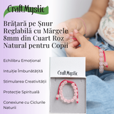 Bratara Cuart Roz 8mm pentru Copii, ajustabila – Echilibru și Afecțiune