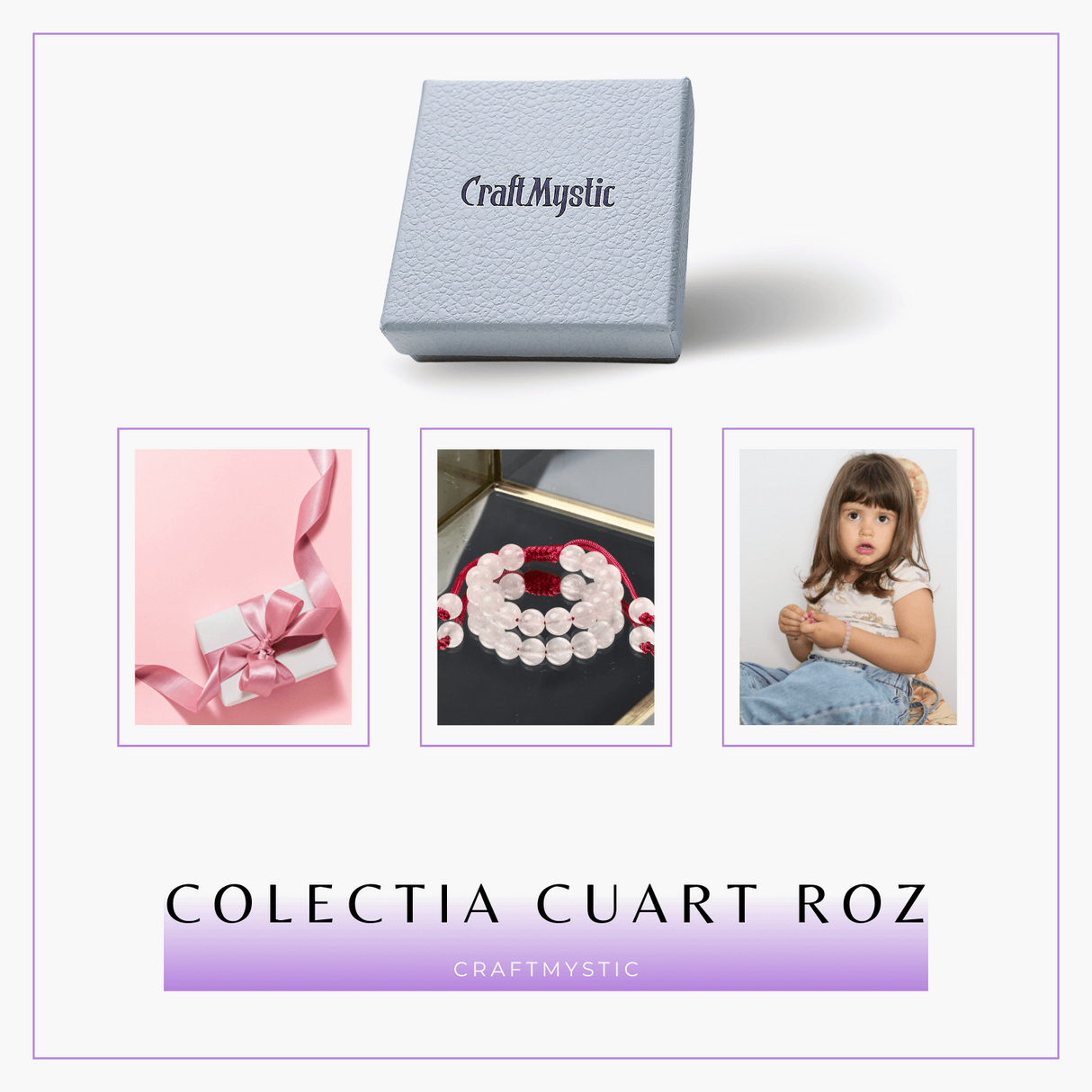 Bratara Cuart Roz 8mm pentru Copii, ajustabila – Echilibru și Afecțiune