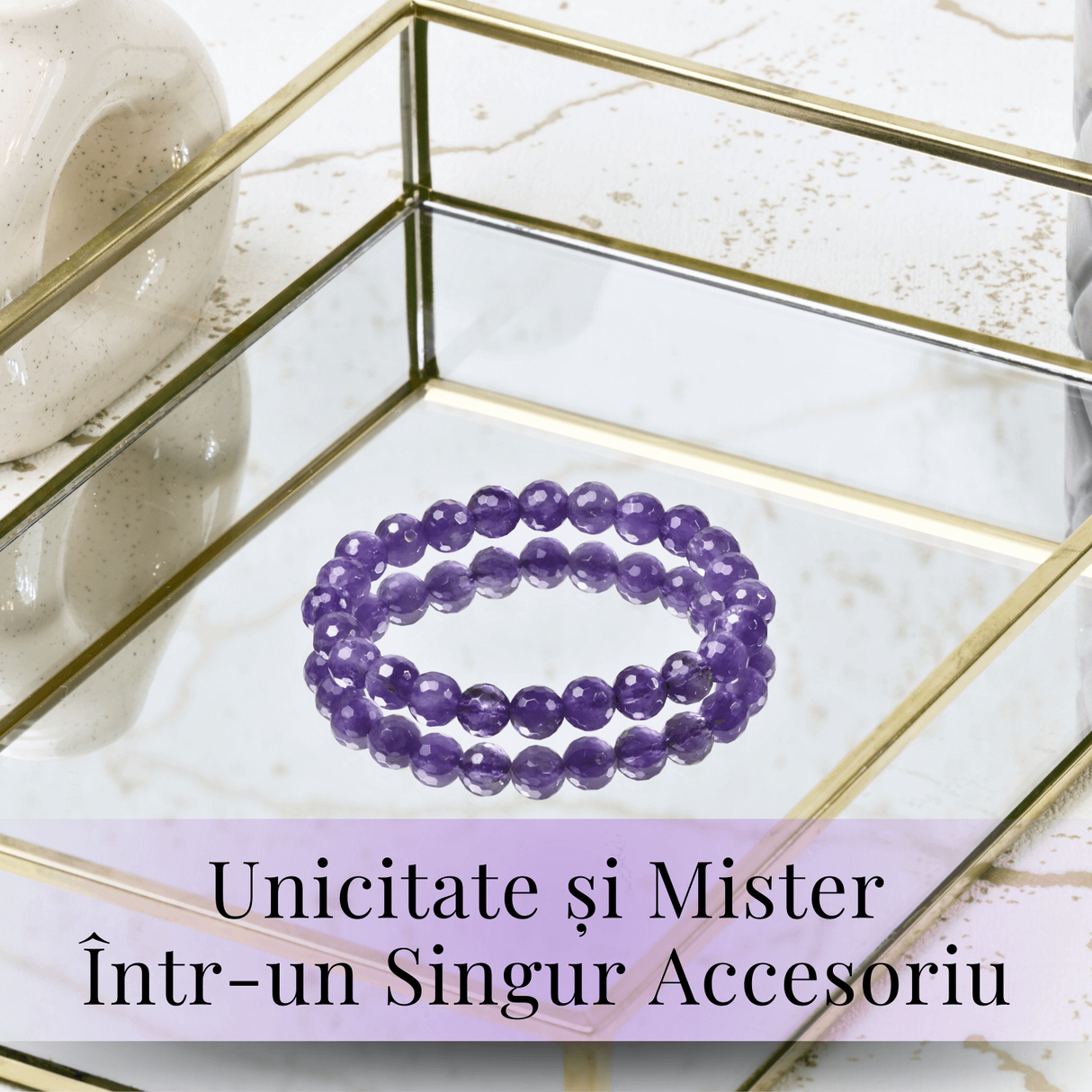 Bratara Eleganta Elastica cu Margele de 8mm Ametist Fatetat - Un Punct de Echilibru in Viata Ta