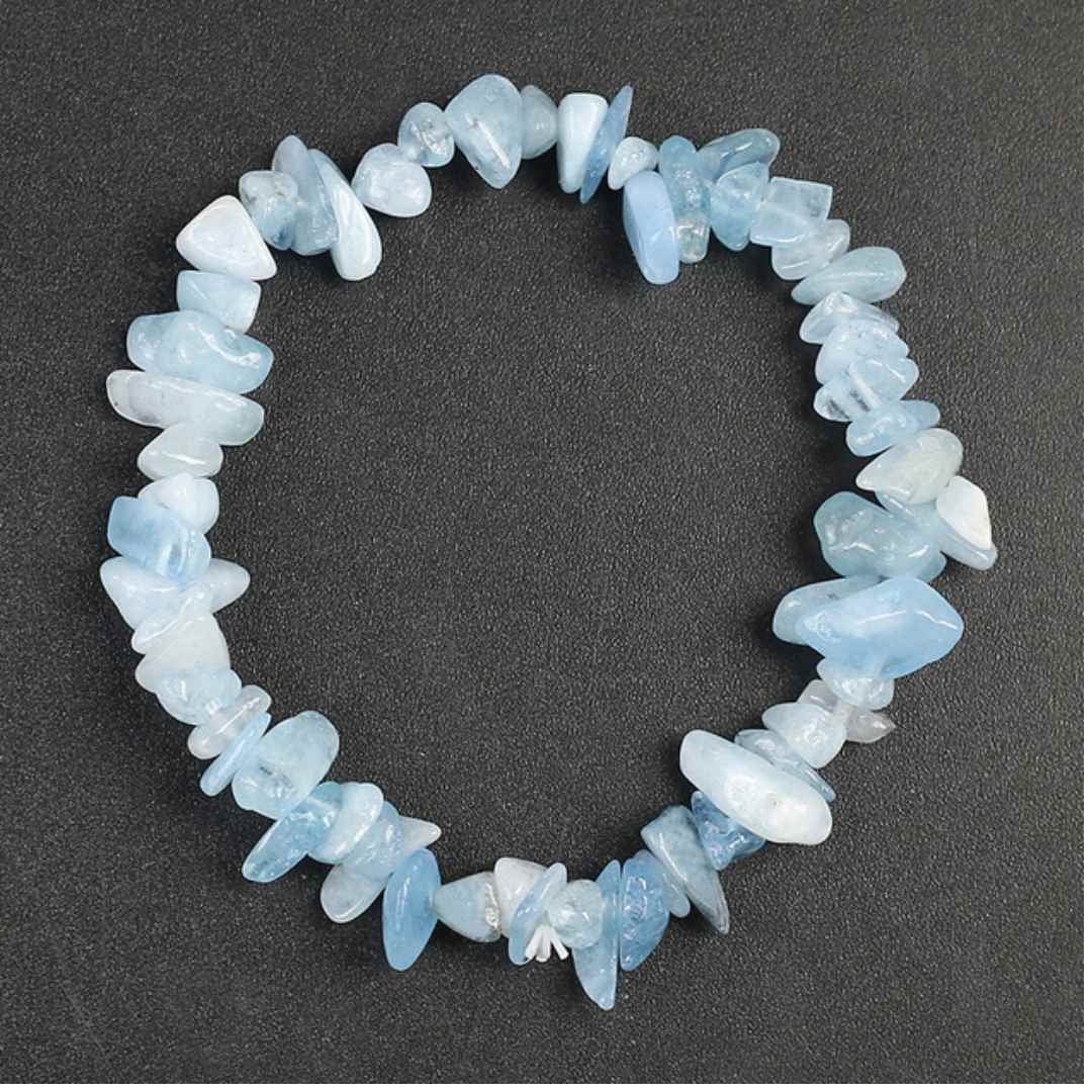 Bratara din pietricele naturale Acvamarin -  Bijuterie cu snur elastic