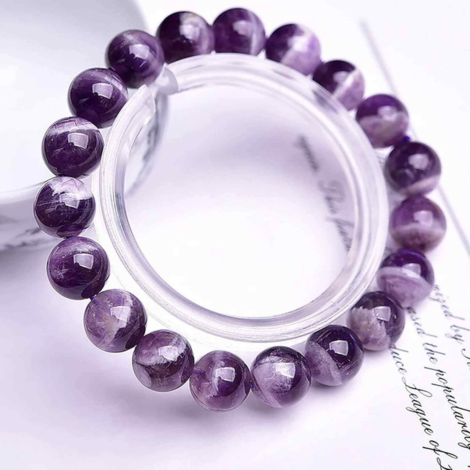 Bratara cu cristale 8mm semipretioase naturale Ametist - Pentru Femei si Barbati, Noroc, Echilibru, Reducerea Anxietatii