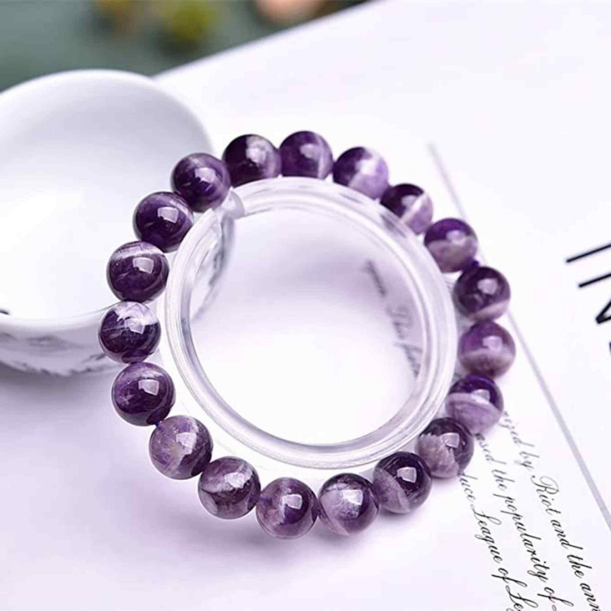 Bratara cu cristale 8mm semipretioase naturale Ametist - Pentru Femei si Barbati, Noroc, Echilibru, Reducerea Anxietatii