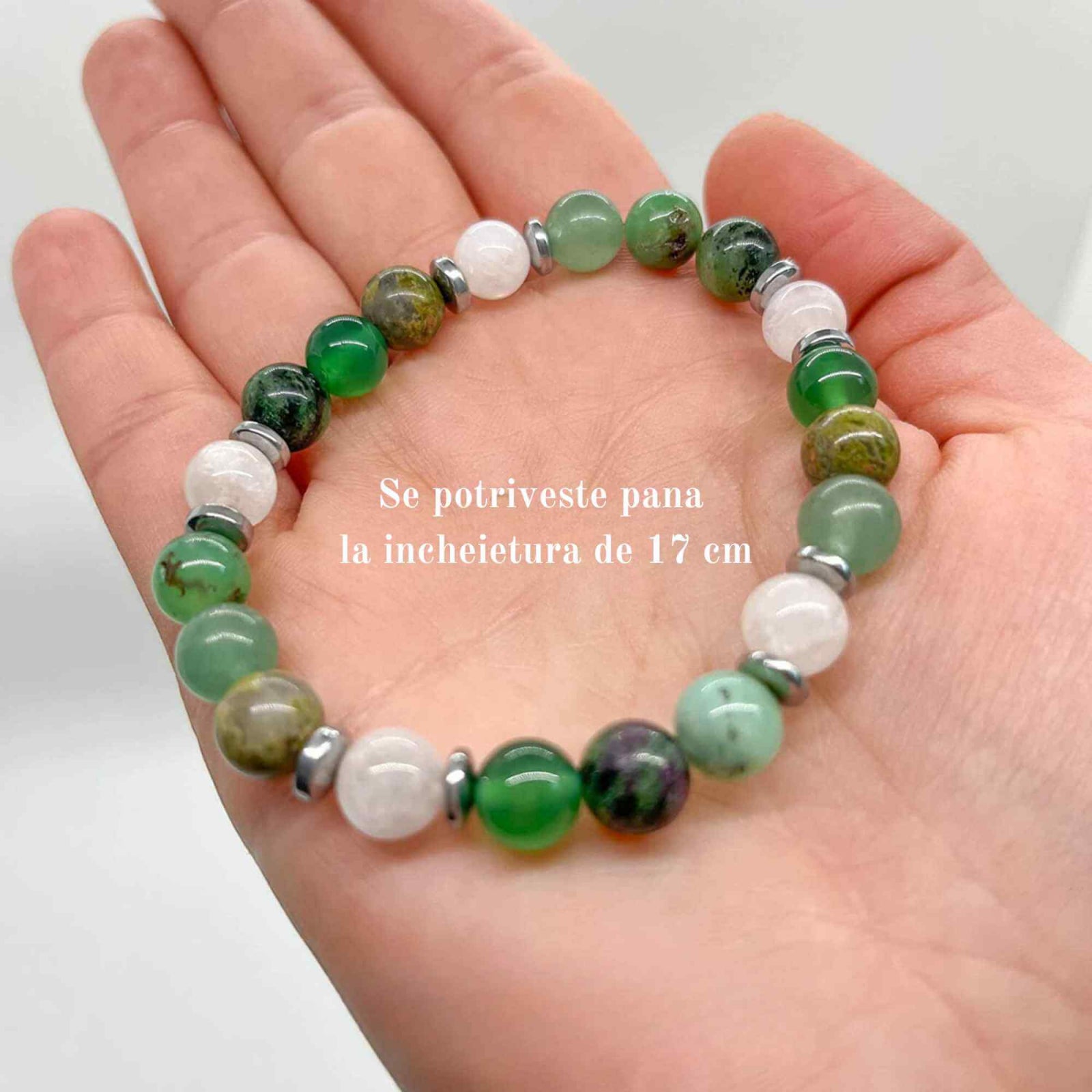 Bratara elastica "fertilitate" din cristale naturale vindecatoare cu margele de 8 mm - Potrivire elastica pentru majoritatea incheieturilor