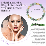 Bratara Elastica Energetizanta cu Margele 8mm din Citrin, Aventurin Verde si Hematit - Armonie si Echilibru