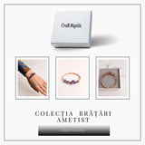 Bratara dubla metalica aurie cu ametist natural pentru calm si claritate mentala