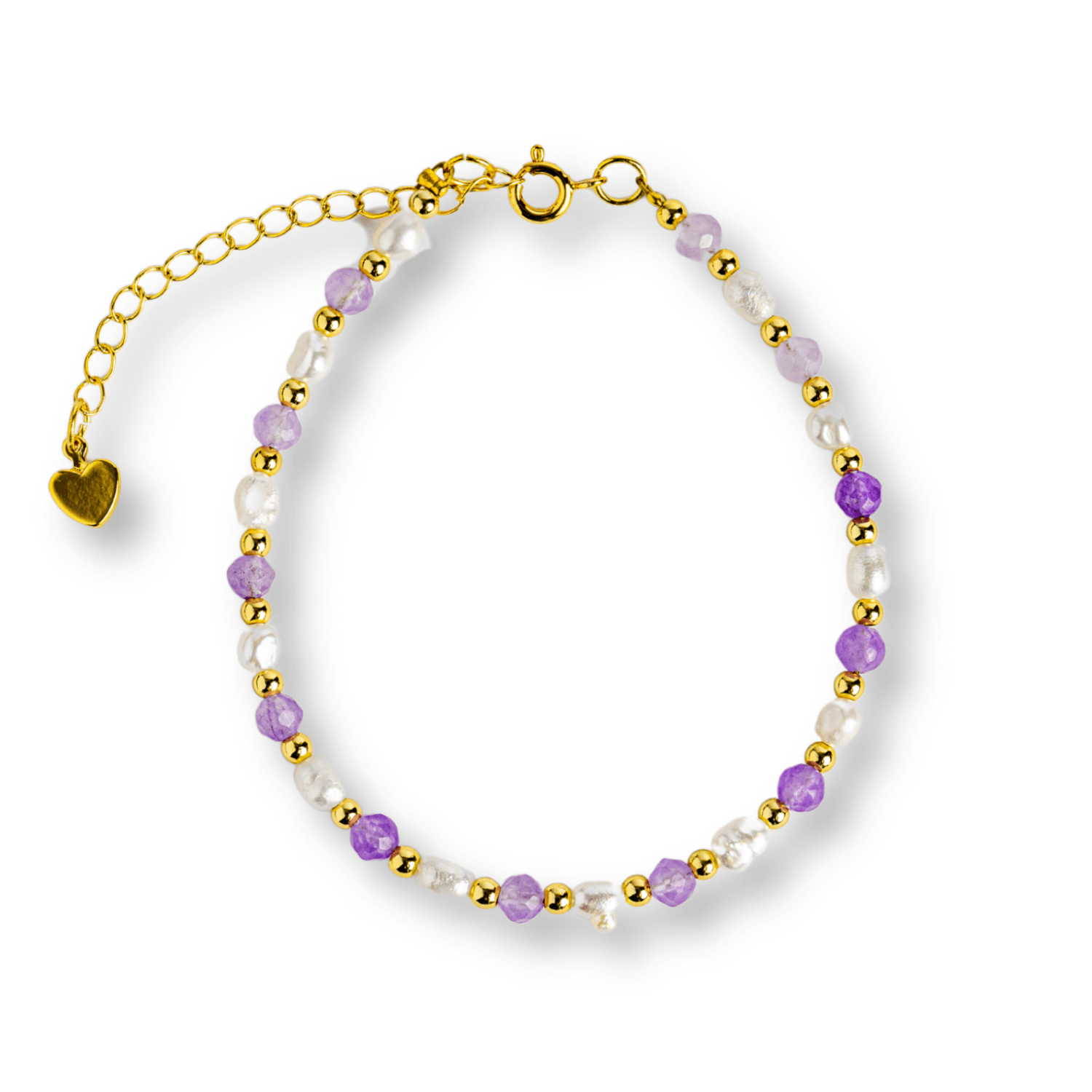 Bratara spirituala cu ametist 4mm si perle – Rafinament purtat zilnic