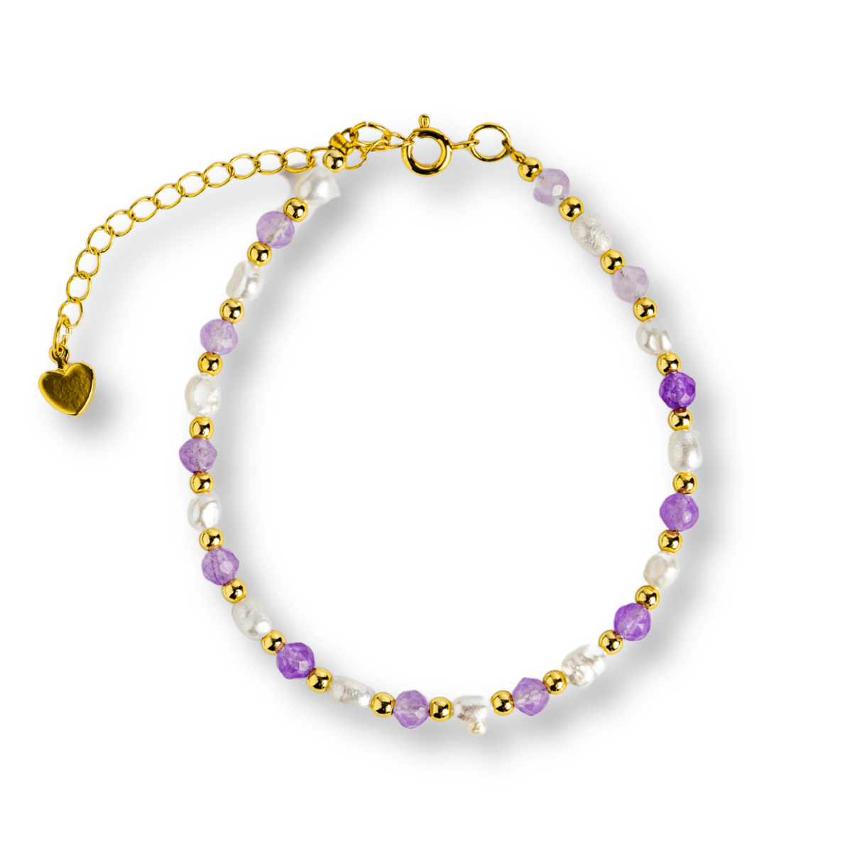 Bratara spirituala cu ametist 4mm si perle – Rafinament purtat zilnic
