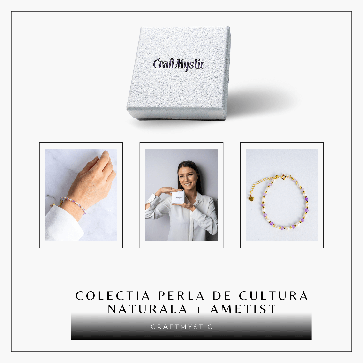 Bratara spirituala cu ametist 4mm si perle – Rafinament purtat zilnic