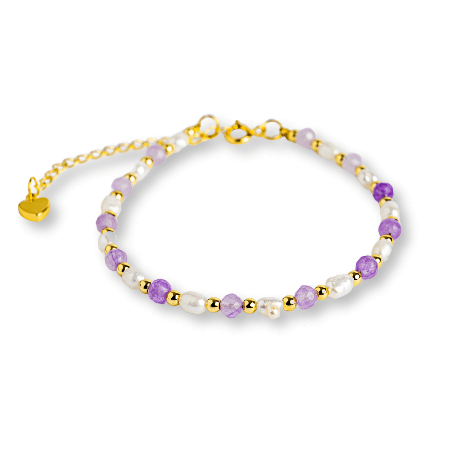 Bratara spirituala cu ametist 4mm si perle – Rafinament purtat zilnic
