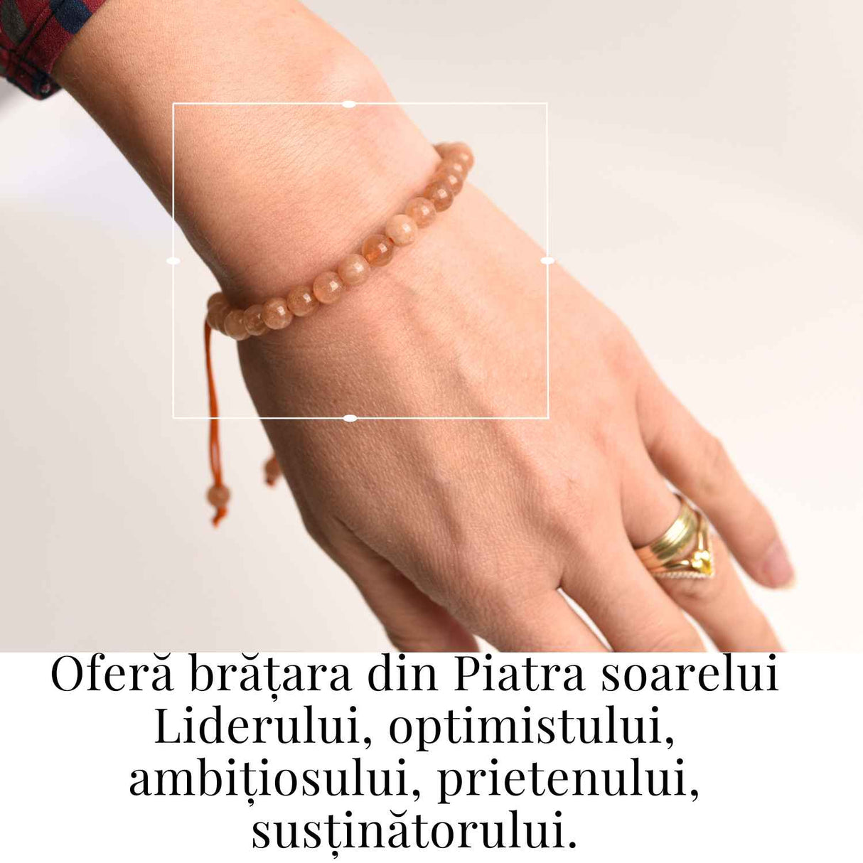 Bratara cu piatra soarelui 6mm ajustabila – Incredere si Energie