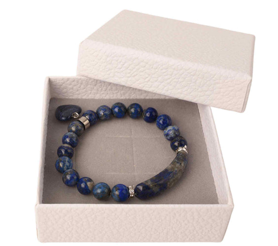 Bratara cu pietre semipretioase margele 8mm ochi de Lapis Lazuli natural cu pigment culoare: Calmarea stresului si a anxietatii