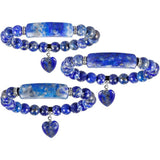 Bratara cu pietre semipretioase margele 8mm ochi de Lapis Lazuli natural cu pigment culoare: Calmarea stresului si a anxietatii