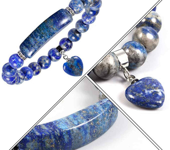 Bratara cu pietre semipretioase margele 8mm ochi de Lapis Lazuli natural cu pigment culoare: Calmarea stresului si a anxietatii