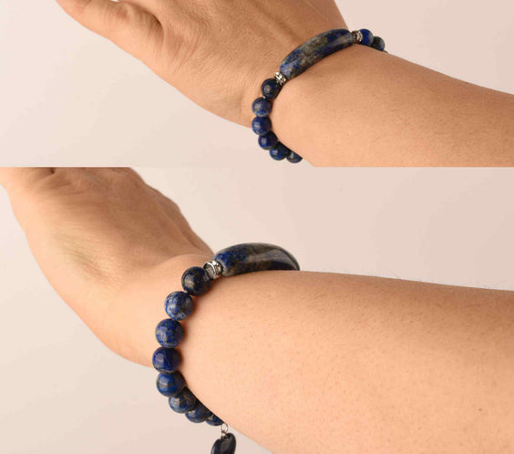 Bratara cu pietre semipretioase margele 8mm ochi de Lapis Lazuli natural cu pigment culoare: Calmarea stresului si a anxietatii