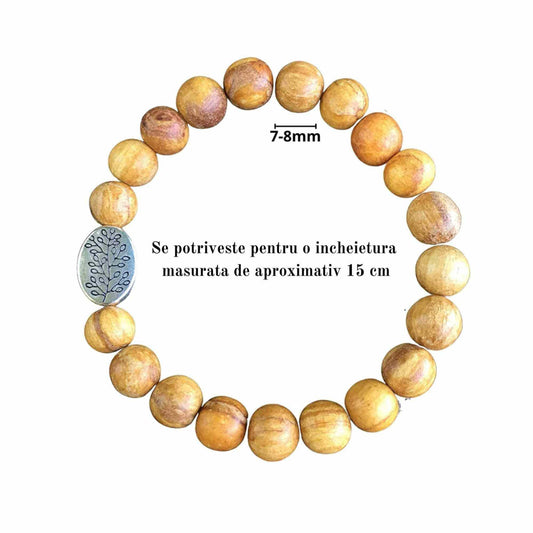 Bratara Artizanala din Palo Santo pentru Protectia impotriva Energiilor Negative, Cadou de Bunastare si Yoga