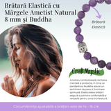 Bratara Reiki Ametist Natural 8mm cu Accesoriu Buddha