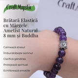 Bratara Reiki Ametist Natural 8mm cu Accesoriu Buddha