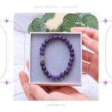 Bratara Reiki Ametist Natural 8mm cu Accesoriu Buddha