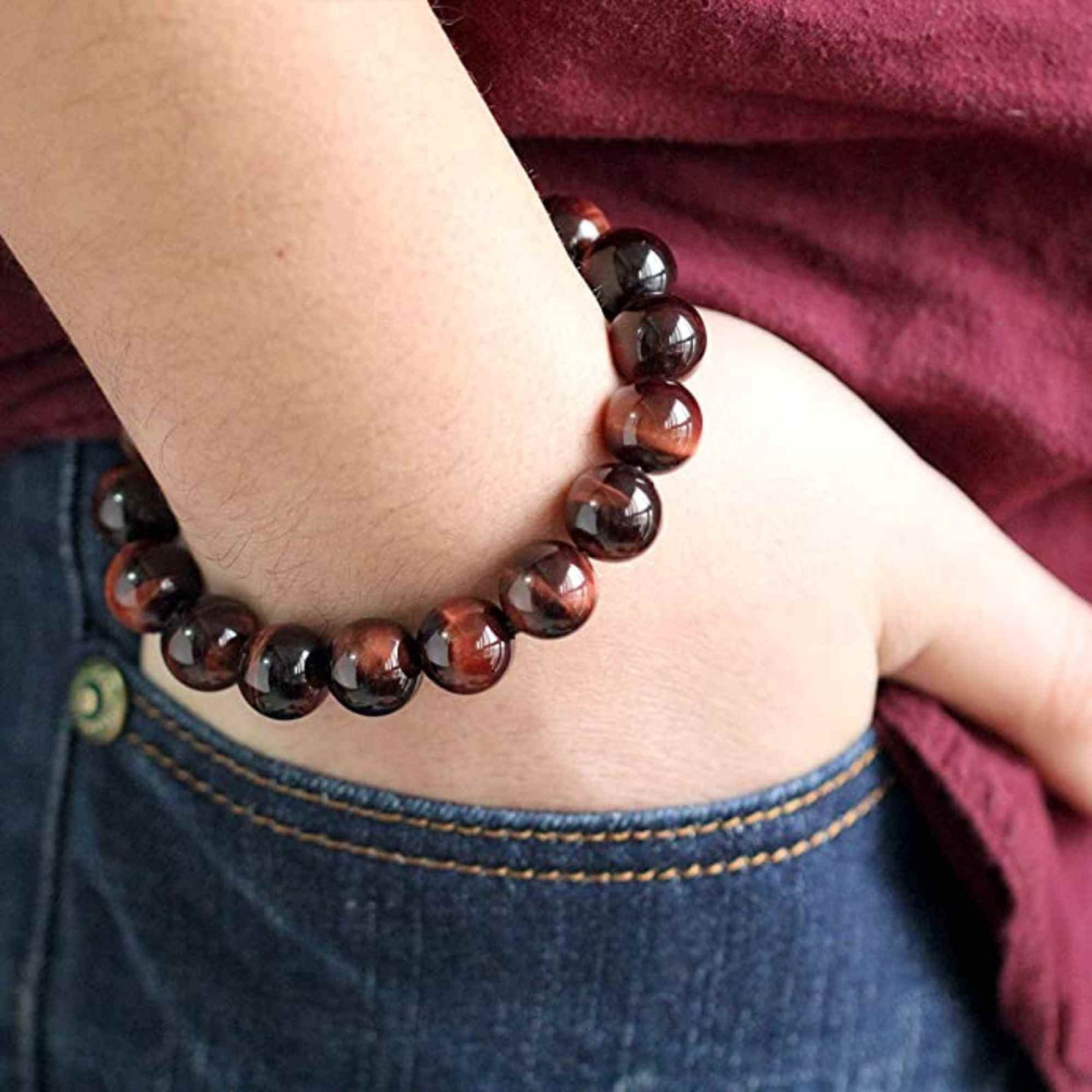 Bratara din piatra semipretioasa Ochi de Tigru Rosu Dragon's Eye - Stimulare, Incredere si Armonie intr-un Accesoriu Atragator