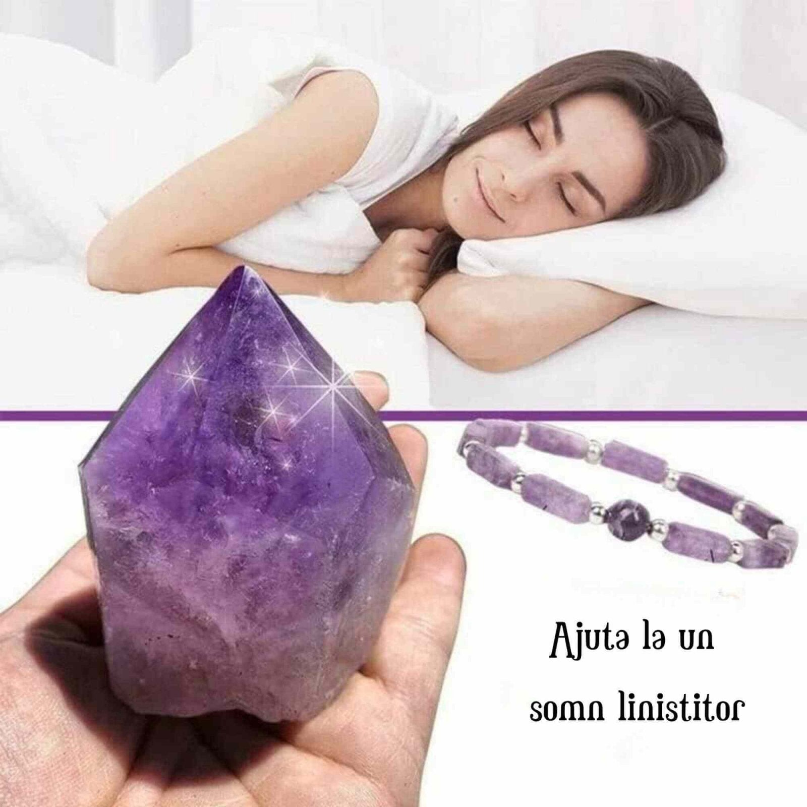 Bratara deosebita cu ametist natural 8mm - Elastica ajustabila cu pietre semipretioase violete