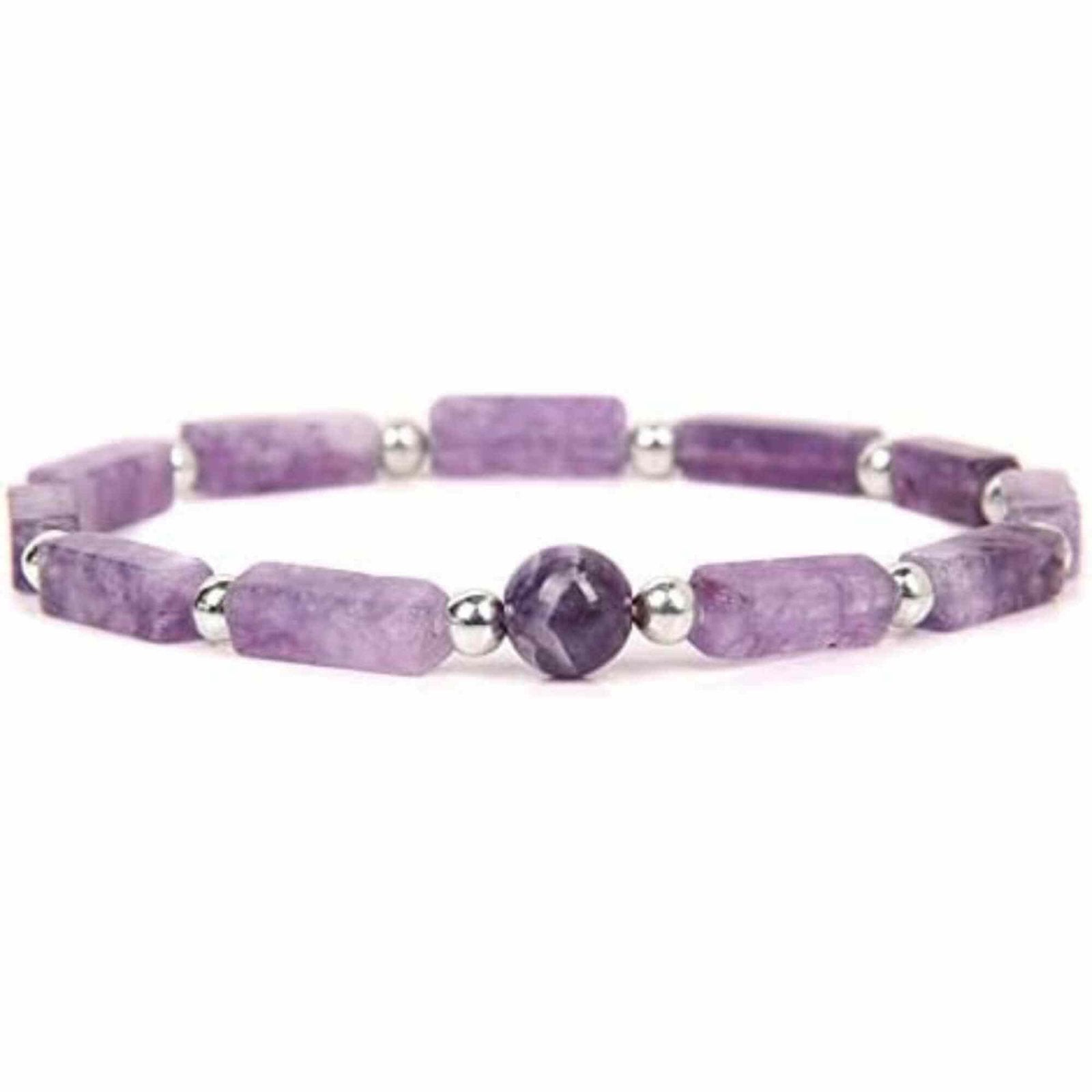 Bratara deosebita cu ametist natural 8mm - Elastica ajustabila cu pietre semipretioase violete