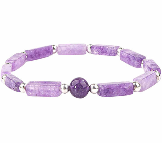 Bratara deosebita cu ametist natural 8mm - Elastica ajustabila cu pietre semipretioase violete