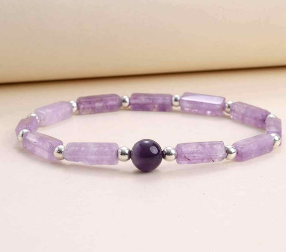 Bratara deosebita cu ametist natural 8mm - Elastica ajustabila cu pietre semipretioase violete