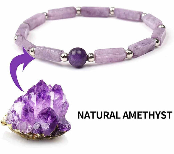 Bratara deosebita cu ametist natural 8mm - Elastica ajustabila cu pietre semipretioase violete