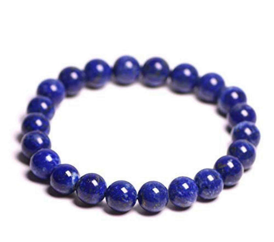 Bratara din pietre semipretioase 8mm Lapis Lazuli cu pigment culoare lucrata manual - Bratara stretch cu margele