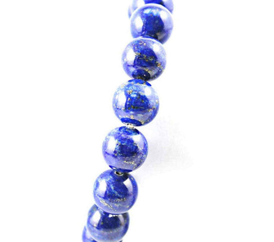 Bratara din pietre semipretioase 8mm Lapis Lazuli cu pigment culoare lucrata manual - Bratara stretch cu margele