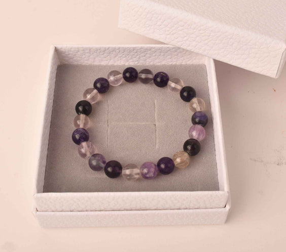 Bratara curcubeu din cristale semipretiose Fluorit 9mm Cadou bijuterii cristal chakra natural
