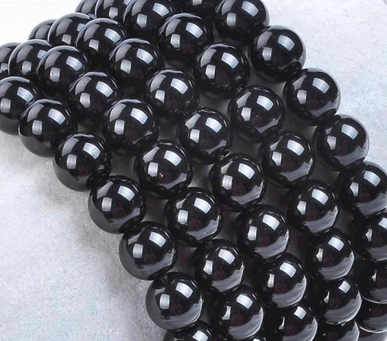 Bratara cu Margele de 8mm din Cristale Semipretioase Onyx Negru, Curea de Mana Reglabila pentru Incheietura Mainii, Eliminator de Energie Negativa