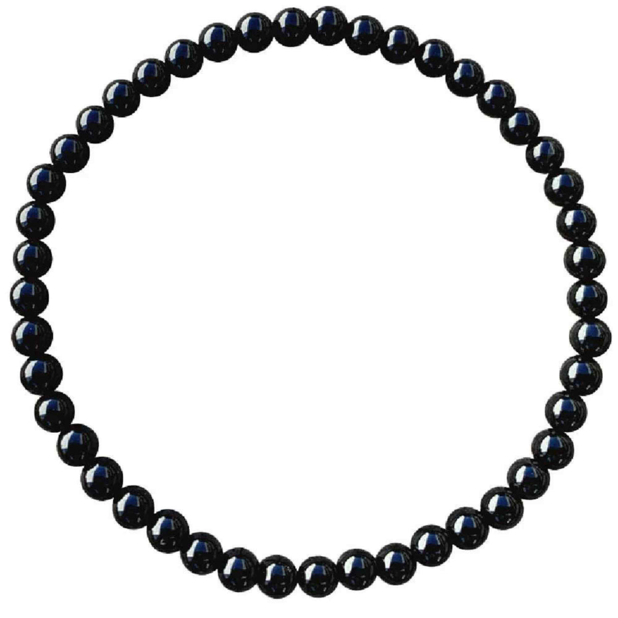 Bratara elastica cu margele de onix negru stralucitor natural de 6 mm - Adevar + Forta - Bratara unisex cu margele neagra de inalta calitate pentru barbati si femei - Dimensiune reglabila
