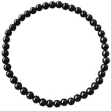 Bratara elastica cu margele de onix negru stralucitor natural de 6 mm - Adevar + Forta - Bratara unisex cu margele neagra de inalta calitate pentru barbati si femei - Dimensiune reglabila