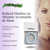 Bratara Elastica cu Margele de Acvamarin 8mm - Conexiune cu Oceanul Energiei