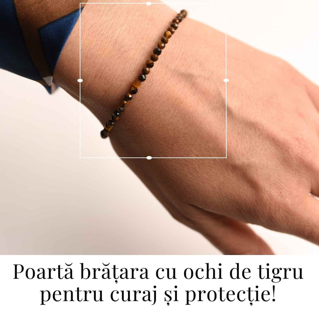 Bratara cu margele 2-3 mm ochi de tigru fatetat natural pentru curaj si protectie energetica