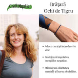 Bratara cu margele 2-3 mm ochi de tigru fatetat natural pentru curaj si protectie energetica