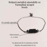 Bratara metalica ajustabila cu turmalina neagra pentru protectie energetica