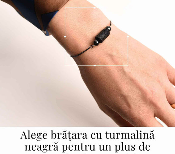 Bratara metalica ajustabila cu turmalina neagra pentru protectie energetica