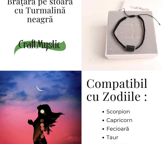 Bratara macrame cu turmalina neagra pentru protectie energetica