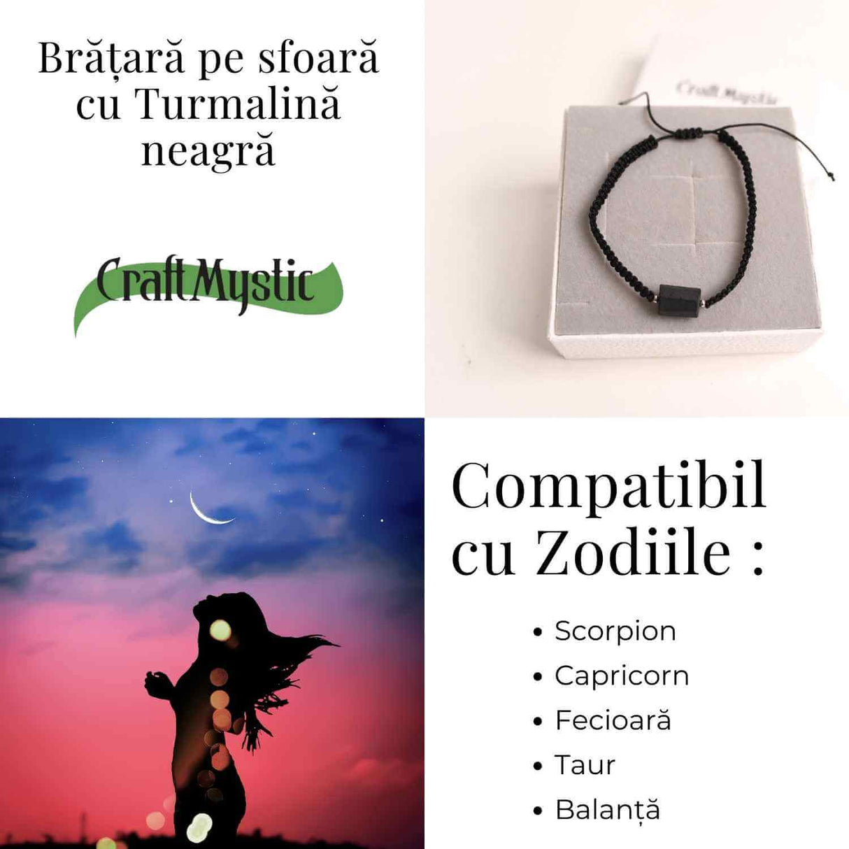 Bratara macrame cu turmalina neagra pentru protectie energetica