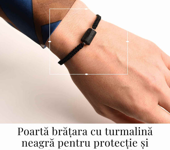 Bratara macrame cu turmalina neagra pentru protectie energetica