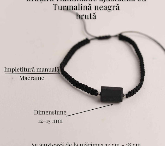 Bratara macrame cu turmalina neagra pentru protectie energetica