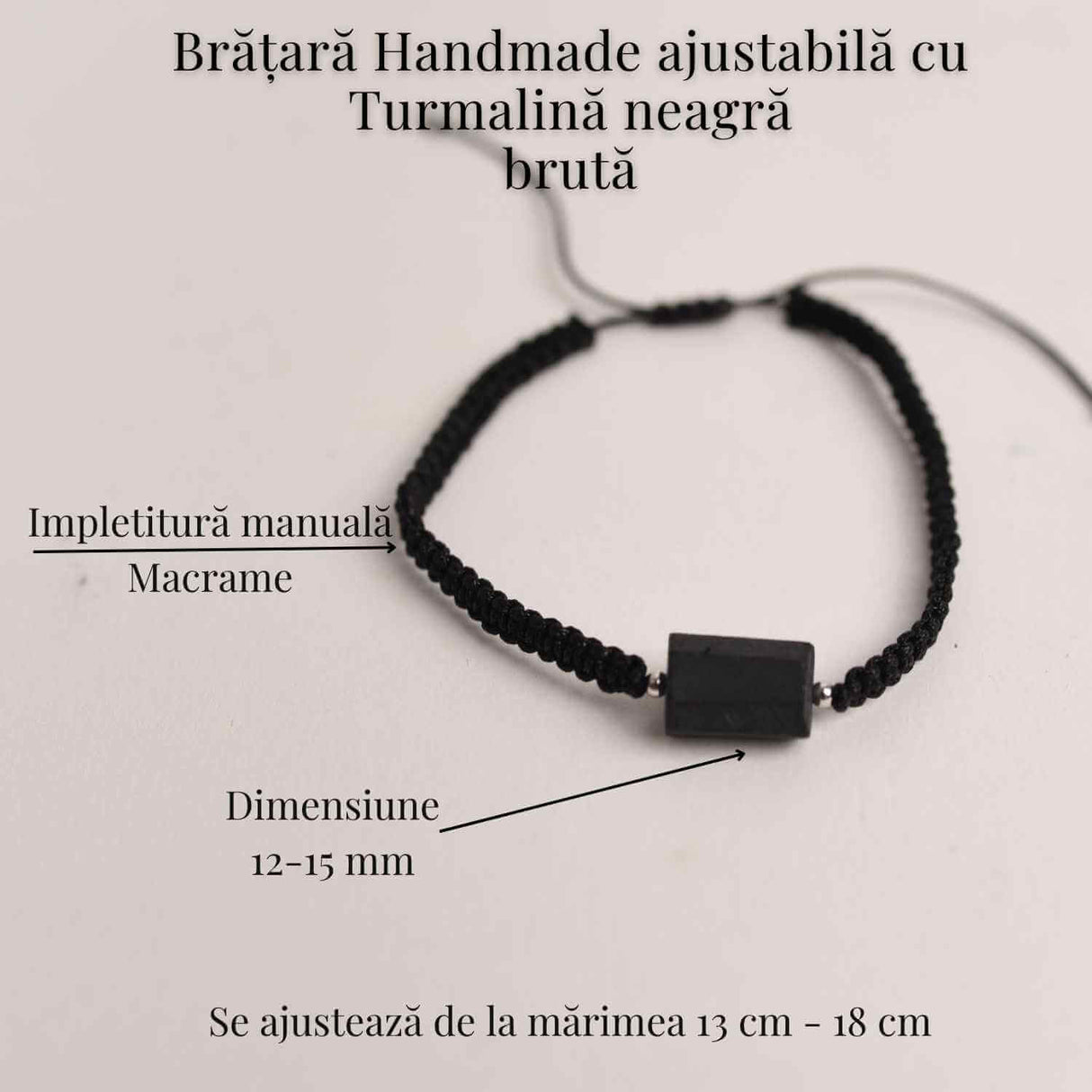 Bratara macrame cu turmalina neagra pentru protectie energetica