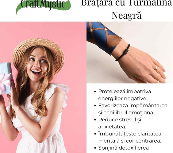 Bratara macrame cu turmalina neagra pentru protectie energetica