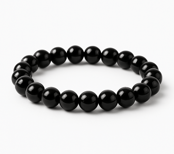 Bratara Elastica cu Margele de Turmalina Neagra de 8mm – Protectie si Echilibru