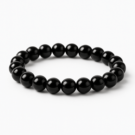 Bratara Elastica cu Margele de Turmalina Neagra de 8mm – Protectie si Echilibru